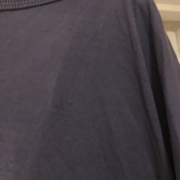 Brushed Jersey long sleeve crew shirt with draped back in denim blue color - Picture 4 of 5